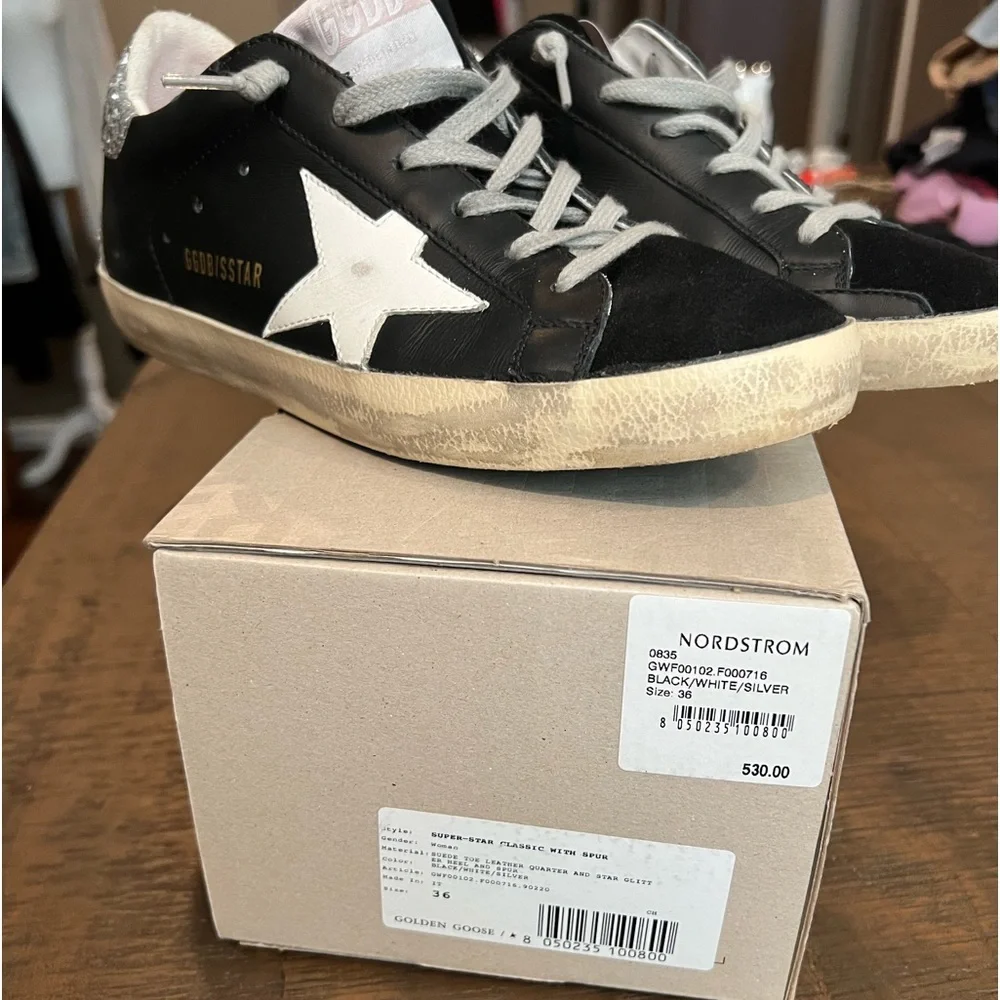 Golden Goose Super Star, classic suede toe, glitter heel - size 36 - Picture 7 of 9